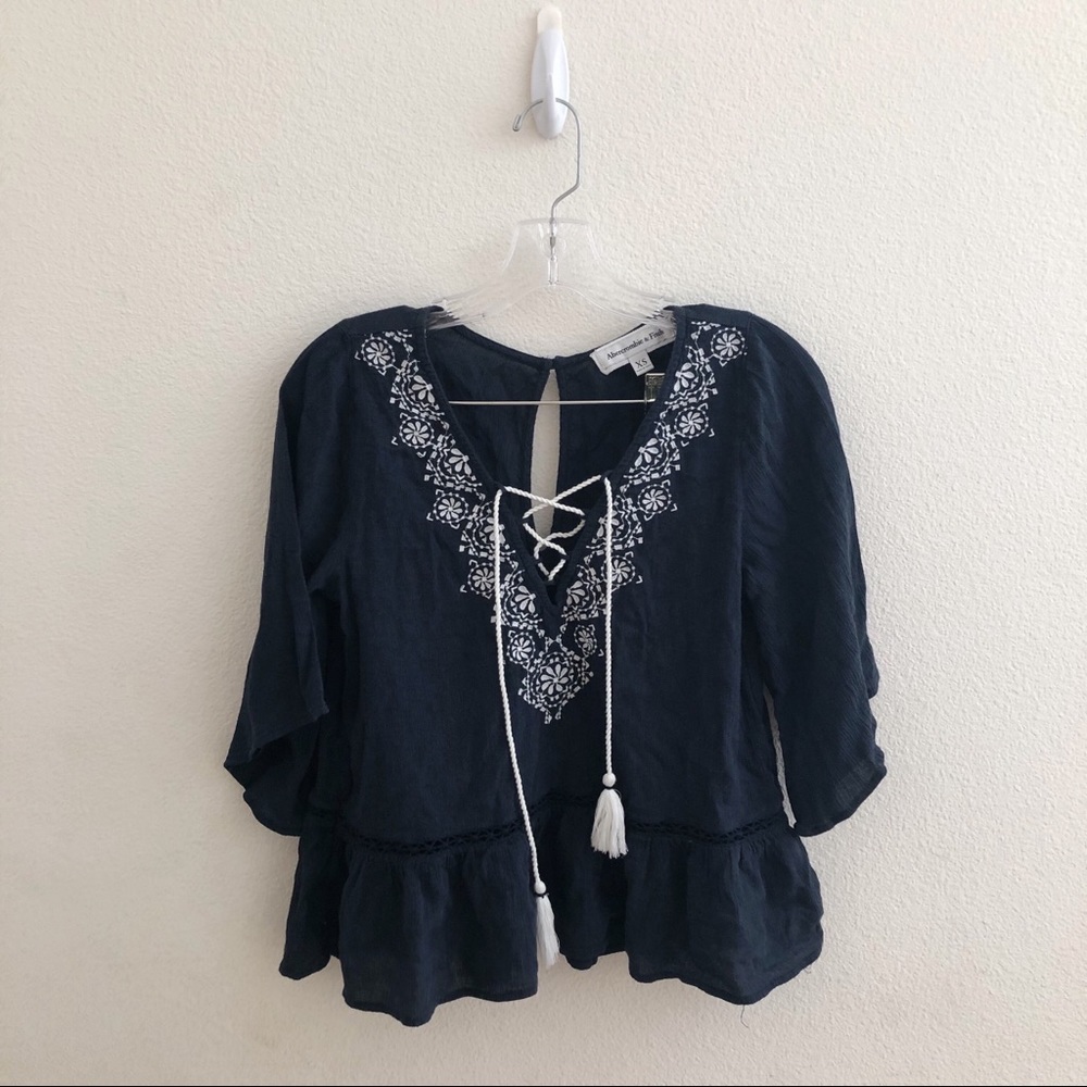 Navy flowy top